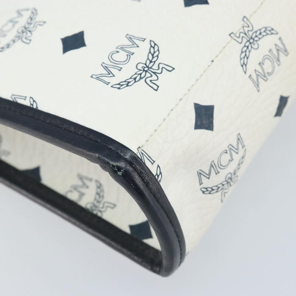 MCM Logogram Vicetos Clutch Bag PVC Leather White Gold Auth 173032A
