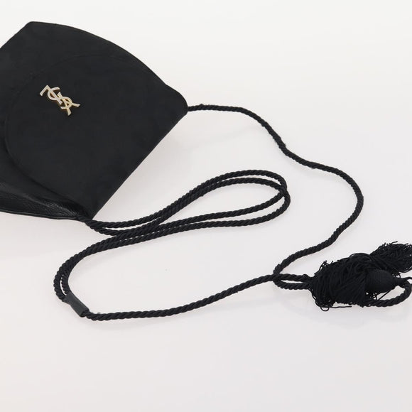 SAINT LAURENT Pecan Canvas Bag Leather nylon 3 Set Black Brown Auth 173049