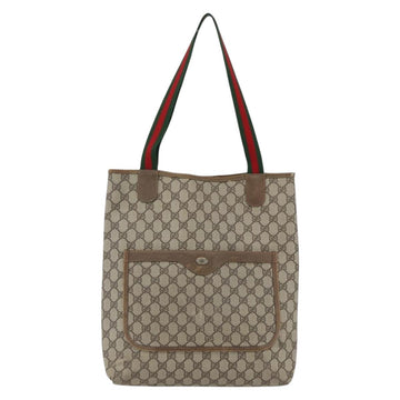 GUCCI GG Supreme Web Sherry Line Tote Bag PVC Beige 39 02 003 Auth 173103 - 0