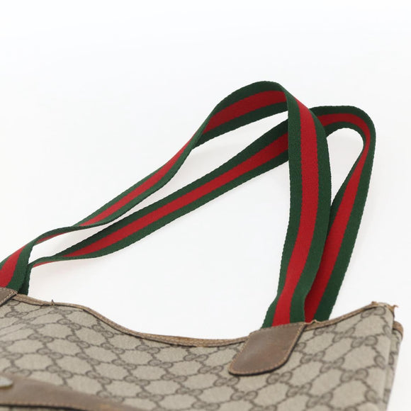 GUCCI GG Supreme Web Sherry Line Tote Bag PVC Beige 39 02 003 Auth 173103