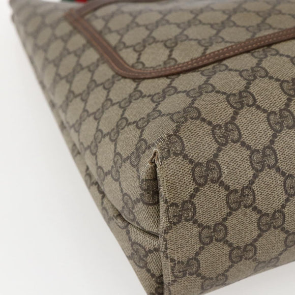 GUCCI GG Supreme Web Sherry Line Tote Bag PVC Beige 39 02 003 Auth 173109