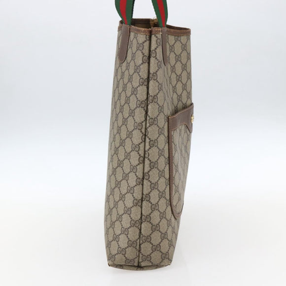 GUCCI GG Supreme Web Sherry Line Tote Bag PVC Beige 39 02 003 Auth 173109