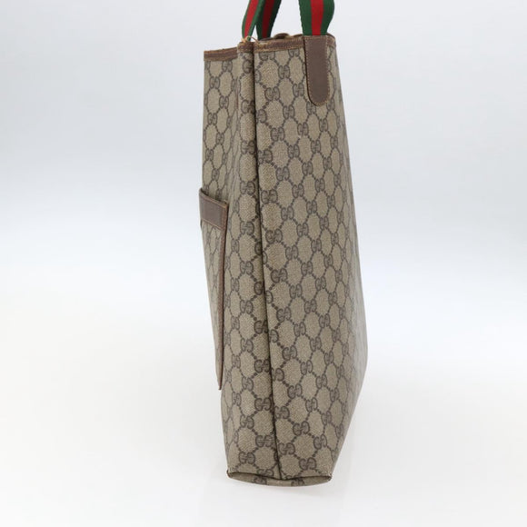 GUCCI GG Supreme Web Sherry Line Tote Bag PVC Beige 39 02 003 Auth 173109