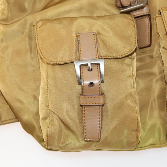 PRADA Backpack Nylon Beige Silver Auth 173115