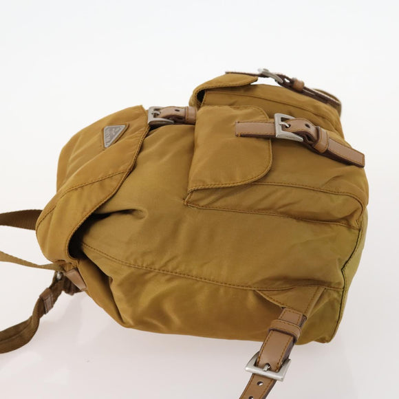 PRADA Backpack Nylon Beige Silver Auth 173115