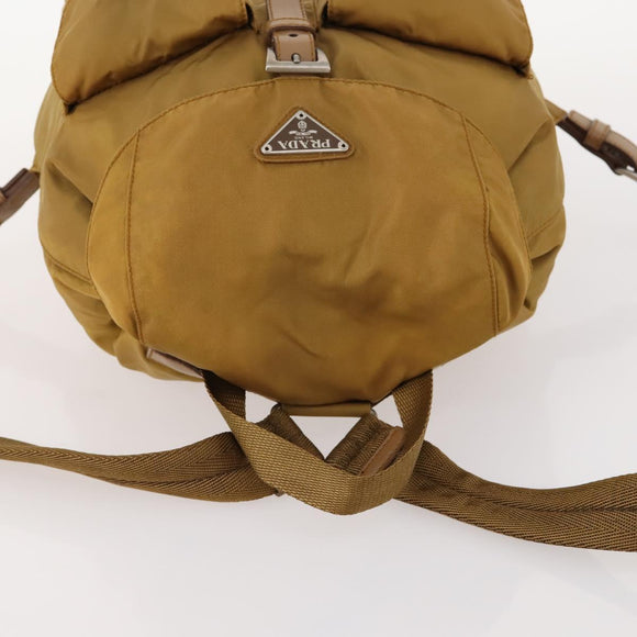 PRADA Backpack Nylon Beige Silver Auth 173115