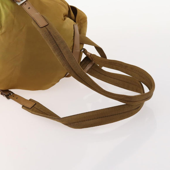 PRADA Backpack Nylon Beige Silver Auth 173115
