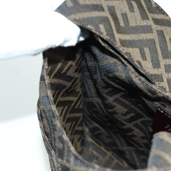 FENDI Zucca Canvas Taroout Hand Bag Brown Black Auth 173118SM