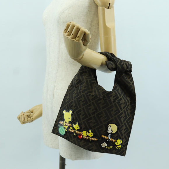 FENDI Zucca Canvas Taroout Hand Bag Brown Black Auth 173118SM