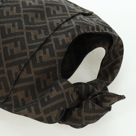 FENDI Zucca Canvas Taroout Hand Bag Brown Black Auth 173118SM