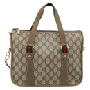 GUCCI GG Supreme Web Sherry Line Bag PVC 2way Beige Gold 41 02 039 Auth 173119-2