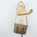 GUCCI GG Supreme Web Sherry Line Bag PVC 2way Beige Gold 41 02 039 Auth 173119-25