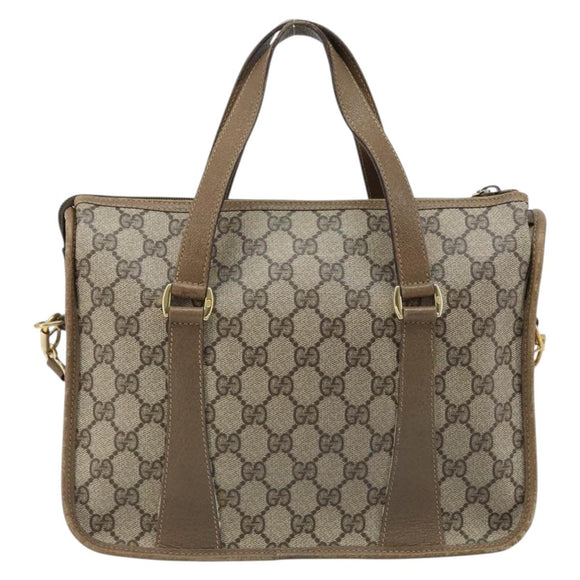 GUCCI GG Supreme Web Sherry Line Bag PVC 2way Beige Gold 41 02 039 Auth 173119