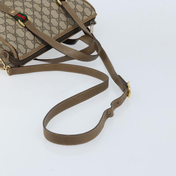 GUCCI GG Supreme Web Sherry Line Bag PVC 2way Beige Gold 41 02 039 Auth 173119
