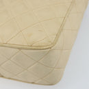 CHANEL Chain Matelasse Shoulder Bag Leather Beige Gold CC Auth 173120A-15