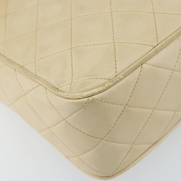 CHANEL Chain Matelasse Shoulder Bag Leather Beige Gold CC Auth 173120A