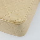 CHANEL Chain Matelasse Shoulder Bag Leather Beige Gold CC Auth 173120A-17
