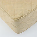 CHANEL Chain Matelasse Shoulder Bag Leather Beige Gold CC Auth 173120A-18