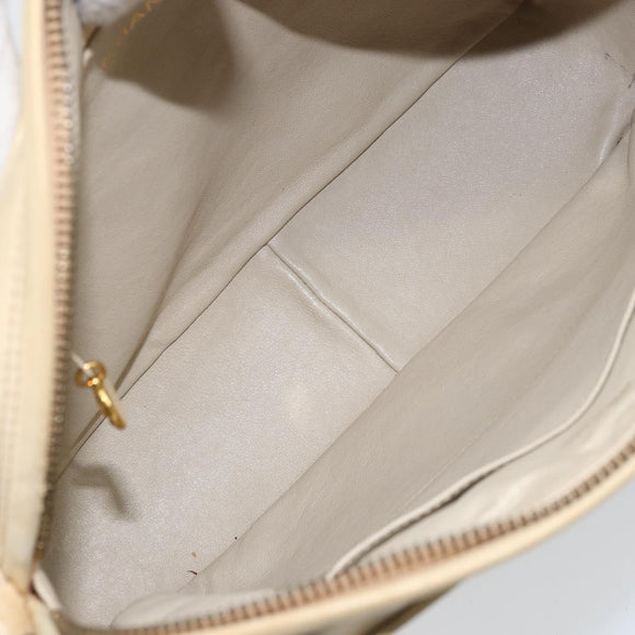 CHANEL Chain Matelasse Shoulder Bag Leather Beige Gold CC Auth 173120A