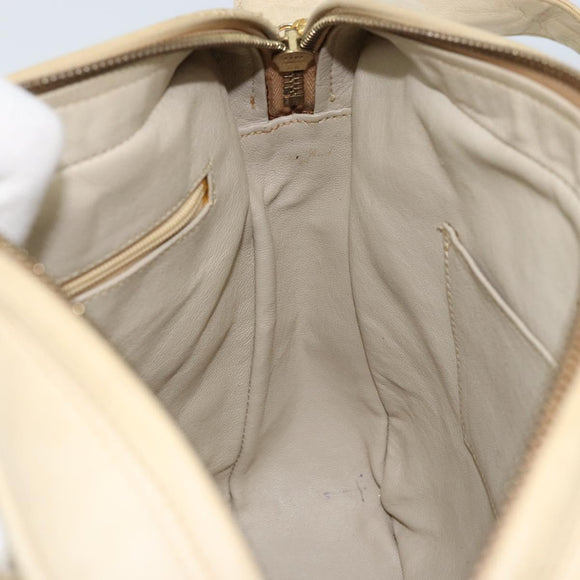 CHANEL Chain Matelasse Shoulder Bag Leather Beige Gold CC Auth 173120A