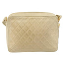 CHANEL Chain Matelasse Shoulder Bag Leather Beige Gold CC Auth 173120A-2