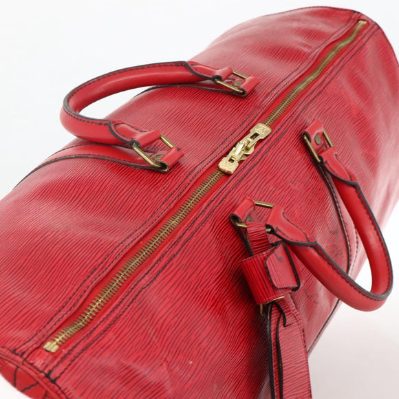 LOUIS VUITTON Epi Keepall 55 Boston Bag Red M42957 LV Auth 173121