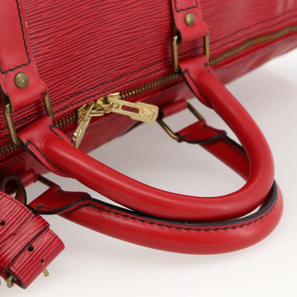 LOUIS VUITTON Epi Keepall 55 Boston Bag Red M42957 LV Auth 173121