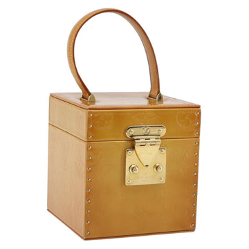 LOUIS VUITTON Monogram Vernis Bleecker Cosmetic Pouch Beige M91002 Auth 173131