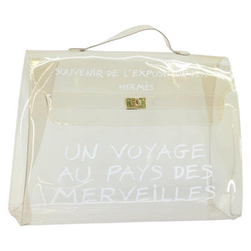 HERMES Vinyl Kelly Hand Bag Vinyl Clear Auth 173132