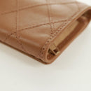 CHANEL Bicolore Accessory Pouch Leather Beige CC Auth 173133V-18