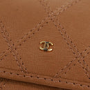 CHANEL Bicolore Accessory Pouch Leather Beige CC Auth 173133V-19
