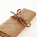 CHANEL Bicolore Accessory Pouch Leather Beige CC Auth 173133V-20
