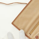 CHANEL Bicolore Accessory Pouch Leather Beige CC Auth 173133V-21