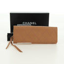 CHANEL Bicolore Accessory Pouch Leather Beige CC Auth 173133V-12