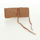 CHANEL Bicolore Accessory Pouch Leather Beige CC Auth 173133V-7