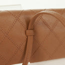 CHANEL Bicolore Accessory Pouch Leather Beige CC Auth 173133V-14