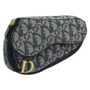 Christian Dior Trotter Canvas Satteltasche Marinegold Auth 173140-1