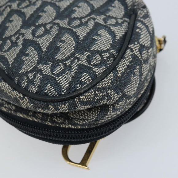 Christian Dior Trotter Canvas Satteltasche Marinegold Auth 173140