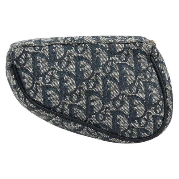 Christian Dior Trotter Canvas Satteltasche Marinegold Auth 173140