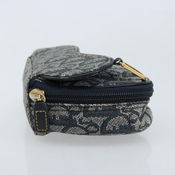 Christian Dior Trotter Canvas Satteltasche Marinegold Auth 173140