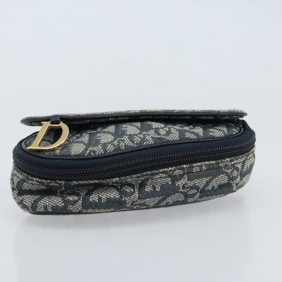 Christian Dior Trotter Canvas Satteltasche Marinegold Auth 173140