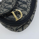 Christian Dior Trotter Canvas Satteltasche Marinegold Auth 173140-9
