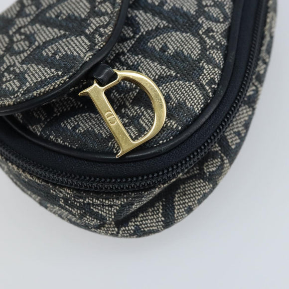 Christian Dior Trotter Canvas Satteltasche Marinegold Auth 173140