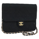 CHANEL Chain Matelasse 22 Shoulder Bag Jersey Black Gold CC Auth 173155-1