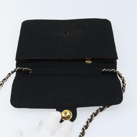 CHANEL Chain Matelasse 22 Shoulder Bag Jersey Black Gold CC Auth 173155