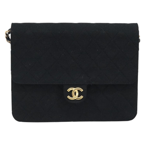 CHANEL Chain Matelasse 22 Shoulder Bag Jersey Black Gold CC Auth 173155