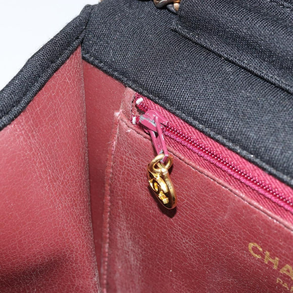CHANEL Chain Matelasse 22 Shoulder Bag Jersey Black Gold CC Auth 173155