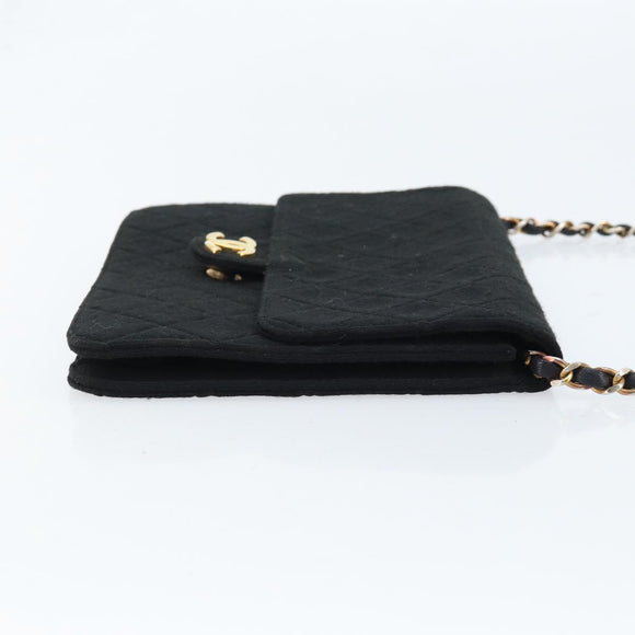 CHANEL Chain Matelasse 22 Shoulder Bag Jersey Black Gold CC Auth 173155