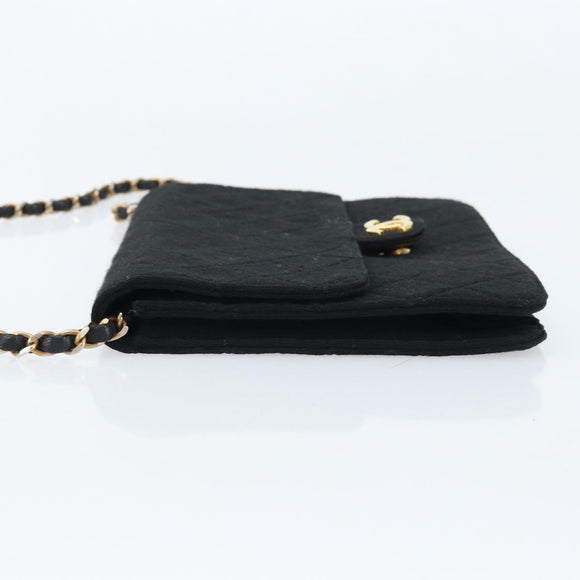 CHANEL Chain Matelasse 22 Shoulder Bag Jersey Black Gold CC Auth 173155