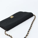 CHANEL Chain Matelasse 22 Shoulder Bag Jersey Black Gold CC Auth 173155-6